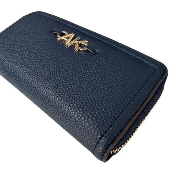 Anne Klein Navy Curved Zip Around Wallet - Picture 2 of 11